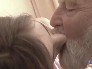 Old Young - Big phallus Grandpa Fucked by Teen she licks thick old man penis