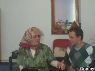 Lonely granny pleases a stranger